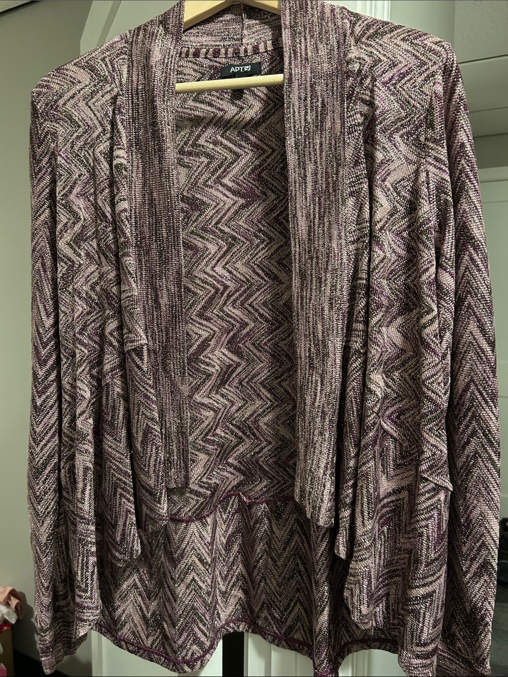 Apt. 9 Women's Purple Chevron Open-Front Cardigan